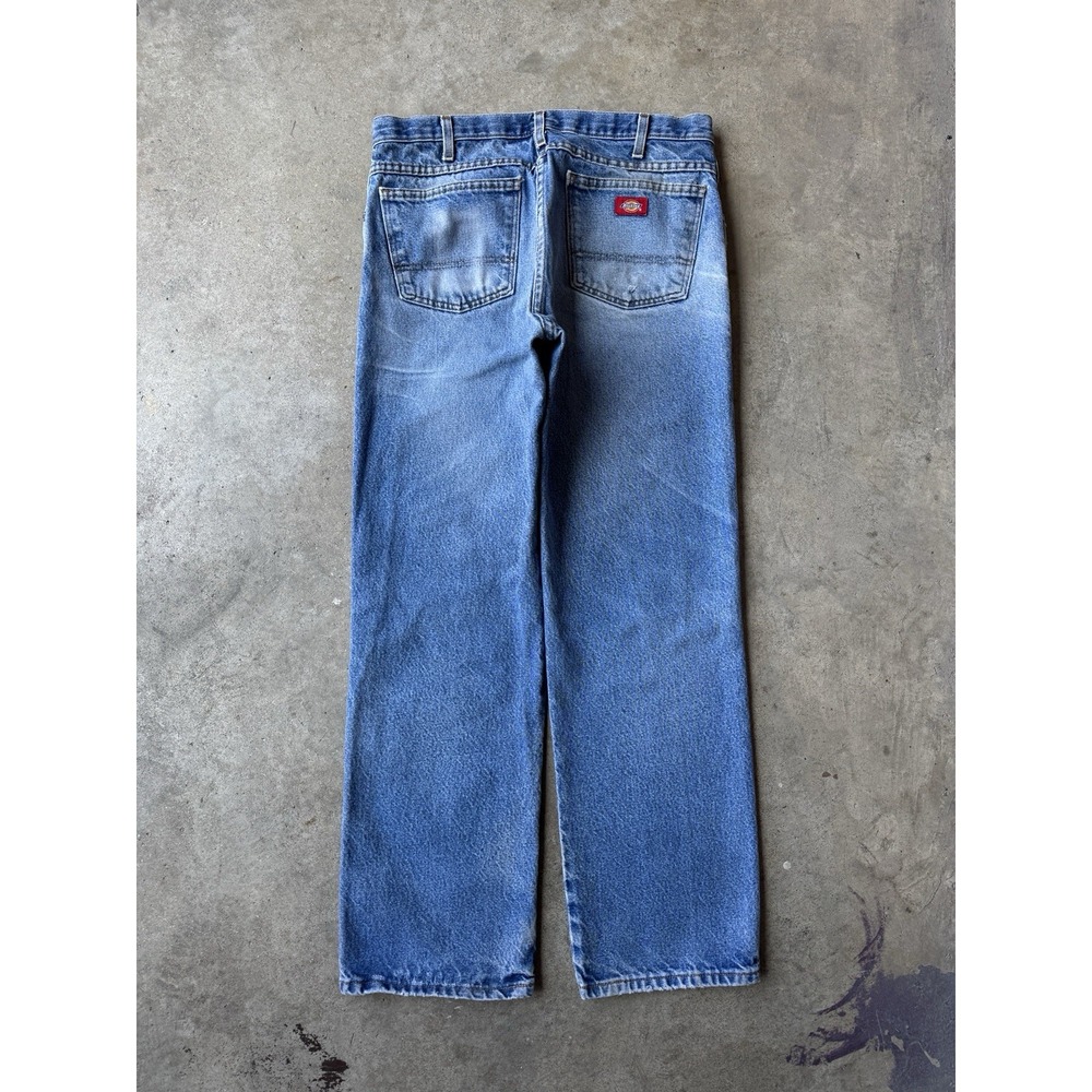 Dickies Straight Leg Denim Light Wash Jeans Work Skater Y2K 33x30 Distressed